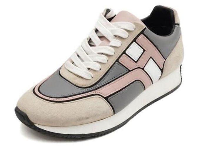 Hermès Sneakers in camoscio e tela con logo - vista 2