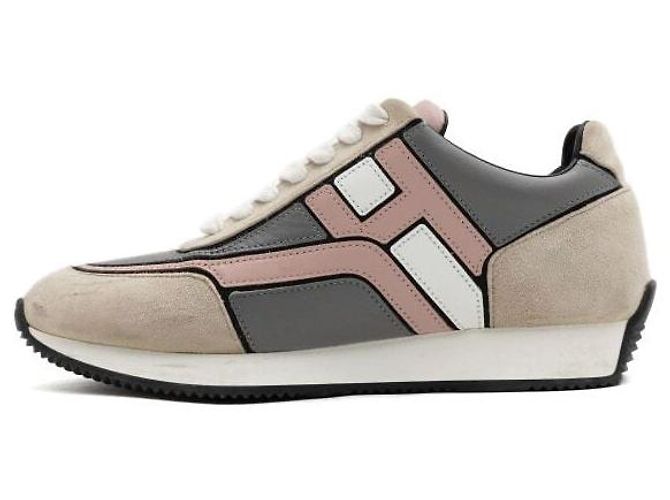 Hermès Sneakers in camoscio e tela con logo - vista 4
