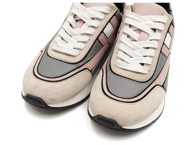 Hermès Sneakers in camoscio e tela con logo - vista 5