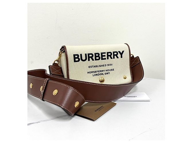 Burberry Picca borsa a tracolla in tela di cotone Bianco - vista 2