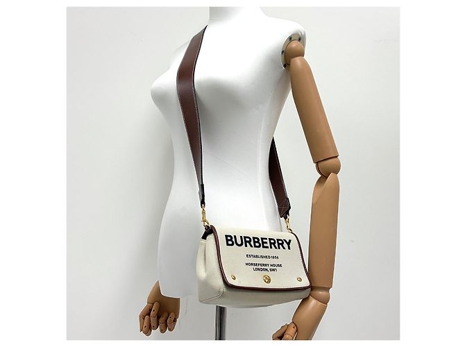 Burberry Picca borsa a tracolla in tela di cotone Bianco - vista 3