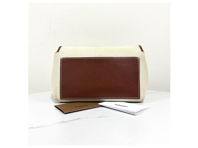 Burberry Picca borsa a tracolla in tela di cotone Bianco - vista 4