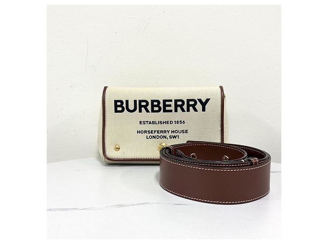 Burberry Picca borsa a tracolla in tela di cotone Bianco - vista 5