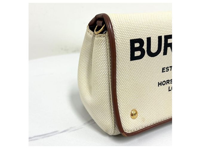 Burberry Picca borsa a tracolla in tela di cotone Bianco - vista 7