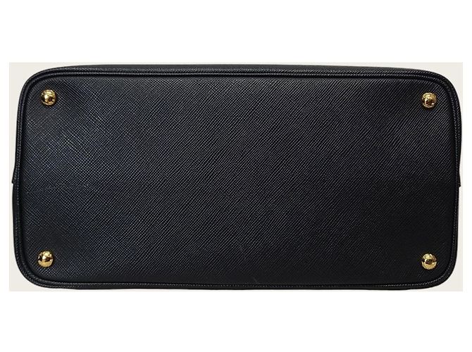 Prada Black Saffiano Gold-Plated Quilted Double Large Nero - vista 6