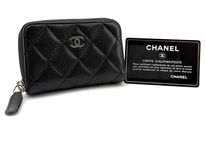 Chanel Tarjetero con cremallera Caviar Silver Negro - vista 2