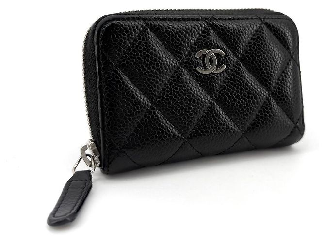 Chanel Tarjetero con cremallera Caviar Silver Negro - vista 3