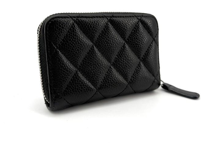 Chanel Tarjetero con cremallera Caviar Silver Negro - vista 4