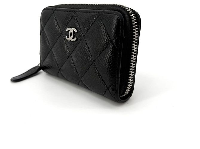 Chanel Tarjetero con cremallera Caviar Silver Negro - vista 5