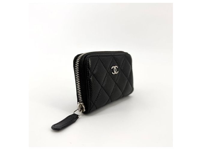 Chanel Tarjetero con cremallera Caviar Silver Negro - vista 6
