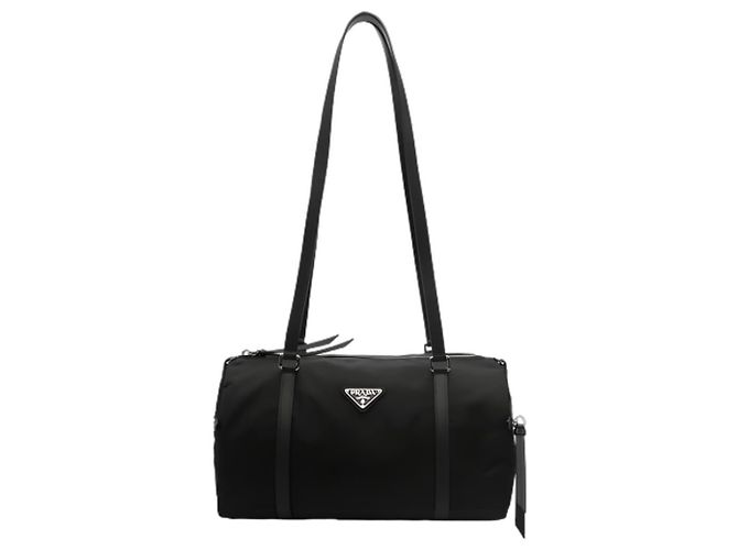 Prada Grand sac duffle en nylon et cuir saffiano Noir - vue 2