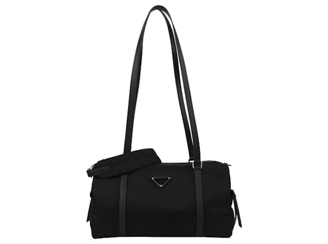 Prada Grand sac duffle en nylon et cuir saffiano Noir - vue 3