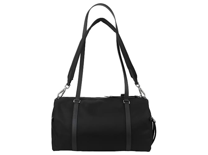 Prada Grand sac duffle en nylon et cuir saffiano Noir - vue 4