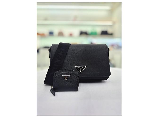 Prada Bolso de hombro de cuero Saffiano negro - vista 10