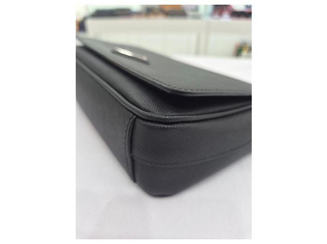 Prada Bolso de hombro de cuero Saffiano negro - vista 17