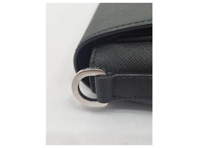 Prada Bolso de hombro de cuero Saffiano negro - vista 19