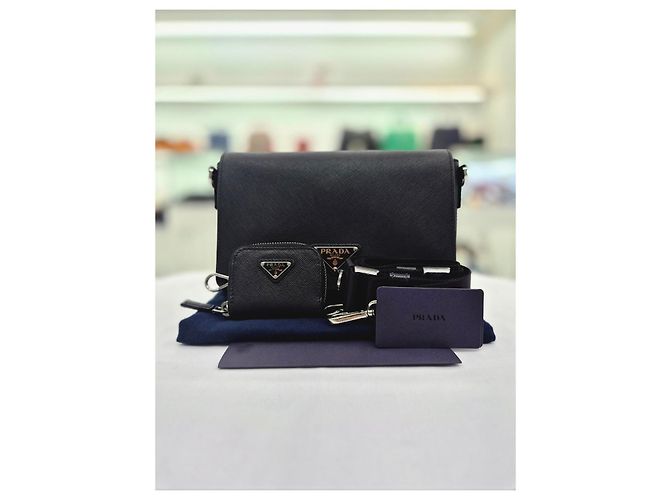 Prada Bolso de hombro de cuero Saffiano negro - vista 9