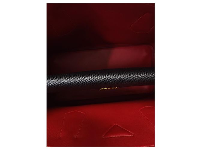 Prada Borsa a spalla double tote Medium in Saffiano nero e oro - vista 4