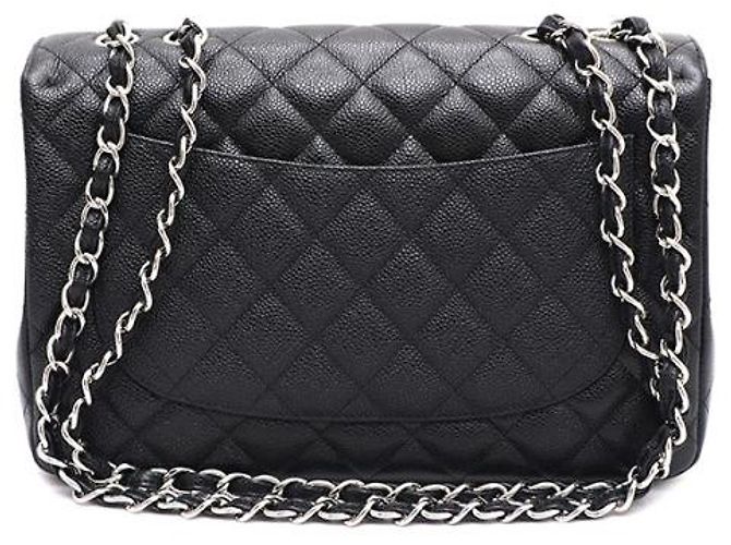Chanel Borsa a tracolla Caviar Classic Large Jumbo One Flap con catena argentata Nero - vista 12