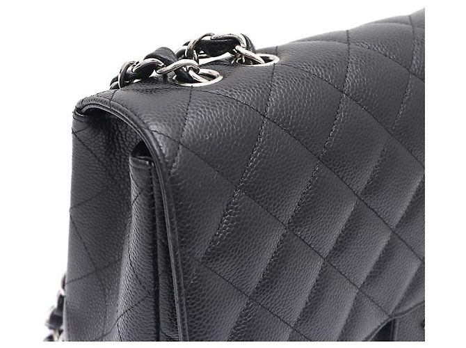Chanel Borsa a tracolla Caviar Classic Large Jumbo One Flap con catena argentata Nero - vista 13