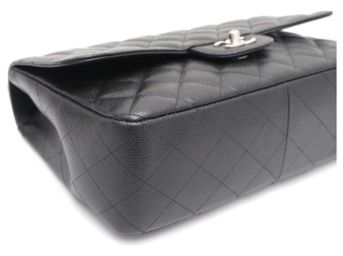 Chanel Borsa a tracolla Caviar Classic Large Jumbo One Flap con catena argentata Nero - vista 14