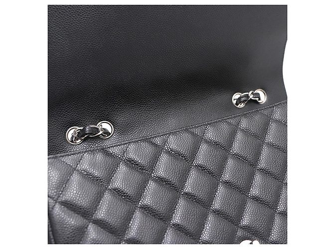 Chanel Borsa a tracolla Caviar Classic Large Jumbo One Flap con catena argentata Nero - vista 16