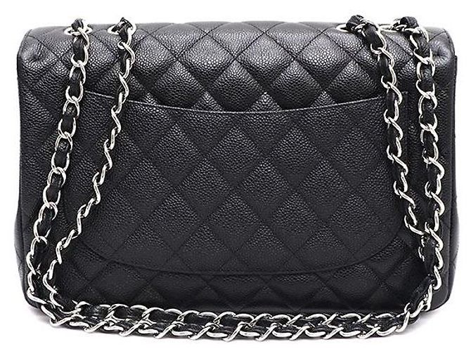 Chanel Borsa a tracolla Caviar Classic Large Jumbo One Flap con catena argentata Nero - vista 3