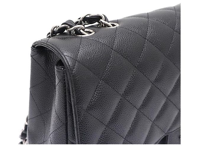Chanel Borsa a tracolla Caviar Classic Large Jumbo One Flap con catena argentata Nero - vista 4