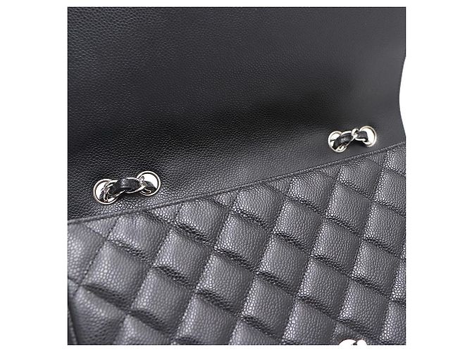 Chanel Borsa a tracolla Caviar Classic Large Jumbo One Flap con catena argentata Nero - vista 7