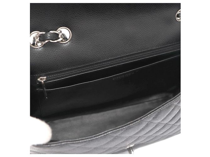 Chanel Borsa a tracolla Caviar Classic Large Jumbo One Flap con catena argentata Nero - vista 8