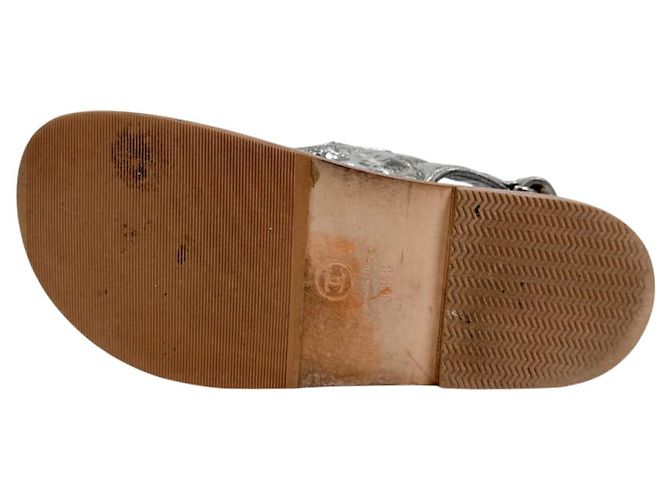 Chanel Mules sandalo con logo CC e velcro da donna, Argento Vintage - vista 10