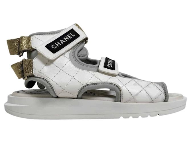 Chanel Sandali alti da donna con cinturino in velcro stile gladiatore Bianco - vista 2