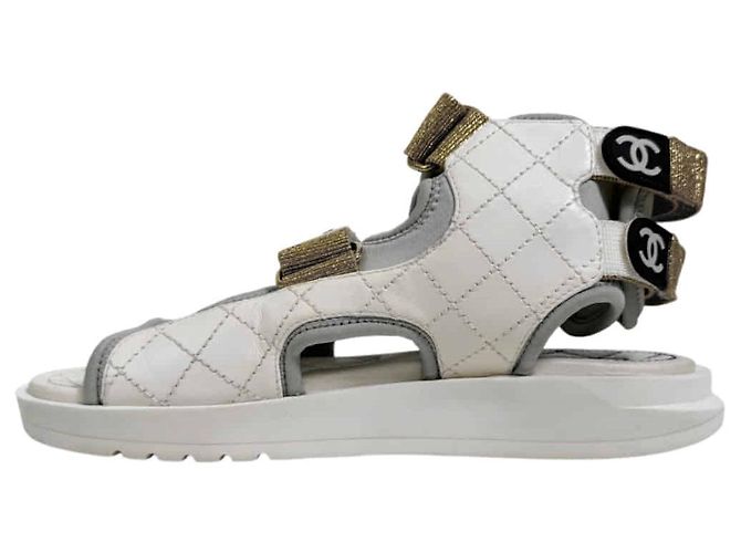 Chanel Sandali alti da donna con cinturino in velcro stile gladiatore Bianco - vista 4