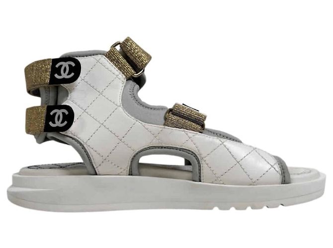 Chanel Sandali alti da donna con cinturino in velcro stile gladiatore Bianco - vista 5