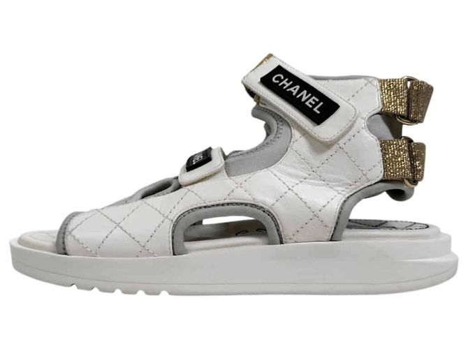 Chanel Sandali alti da donna con cinturino in velcro stile gladiatore Bianco - vista 6
