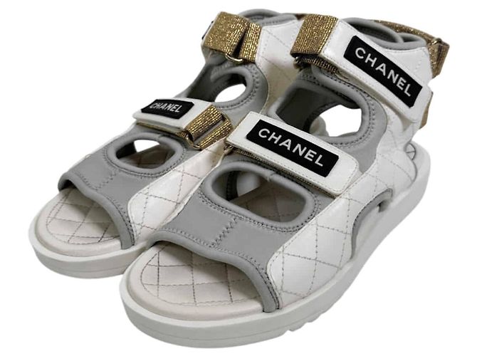 Chanel Sandali alti da donna con cinturino in velcro stile gladiatore Bianco - vista 7