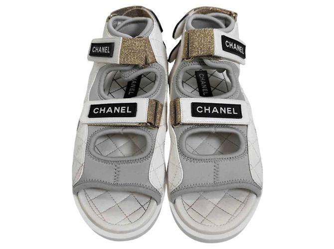 Chanel Sandali alti da donna con cinturino in velcro stile gladiatore Bianco - vista 8