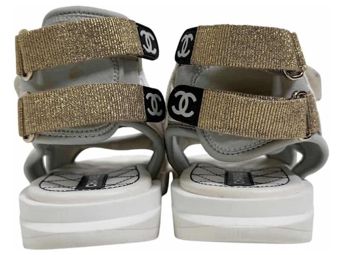 Chanel Sandali alti da donna con cinturino in velcro stile gladiatore Bianco - vista 9