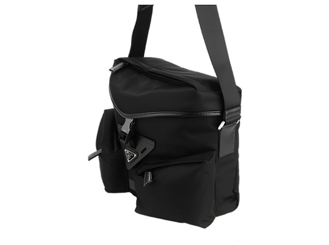 Prada Borsa a tracolla in nylon con logo triangolare Nero - vista 11