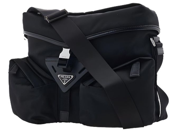 Prada Borsa a tracolla in nylon con logo triangolare Nero - vista 4