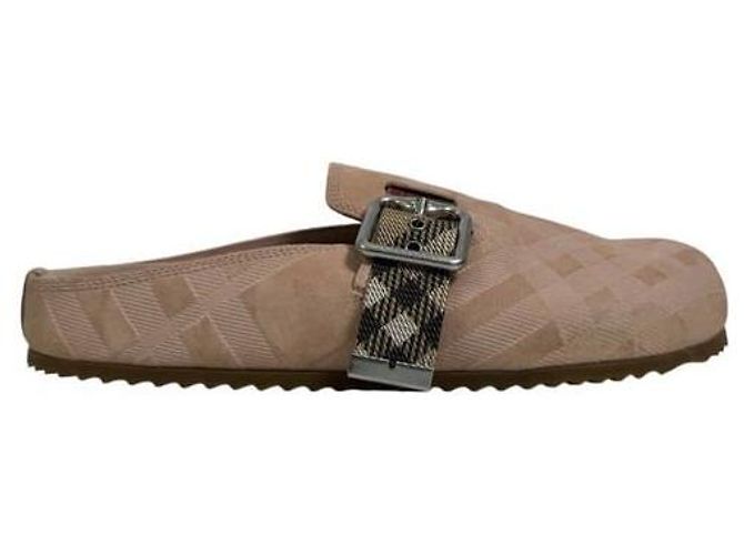 Burberry Check Suede Arch Clogs für Damen Flora Pink - Ansicht 2