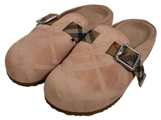 Burberry Check Suede Arch Clogs für Damen Flora Pink - Ansicht 7