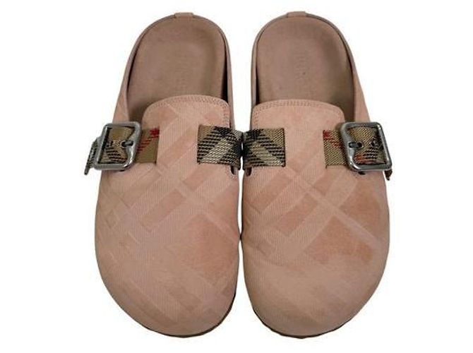 Burberry Check Suede Arch Clogs für Damen Flora Pink - Ansicht 8