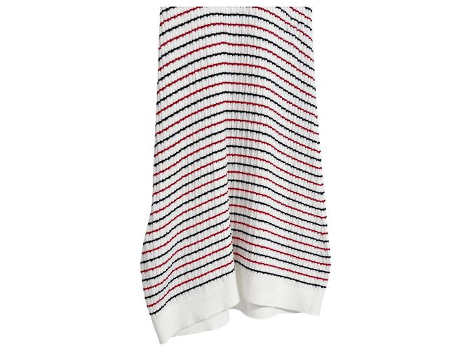 Miu Miu Vestido midi de punto a rayas de algodón para mujer Blanco - vista 9