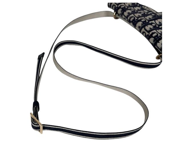 Dior Borsa a tracolla Slim Pouch in tela jacquard ricamata Oblique Saddle Blu - vista 10