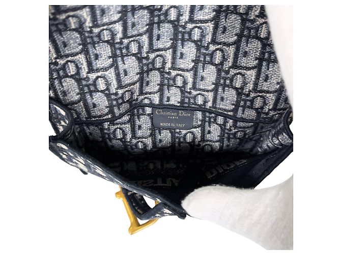 Dior Borsa a tracolla Slim Pouch in tela jacquard ricamata Oblique Saddle Blu - vista 11