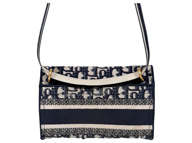 Dior Borsa a tracolla Slim Pouch in tela jacquard ricamata Oblique Saddle Blu - vista 6