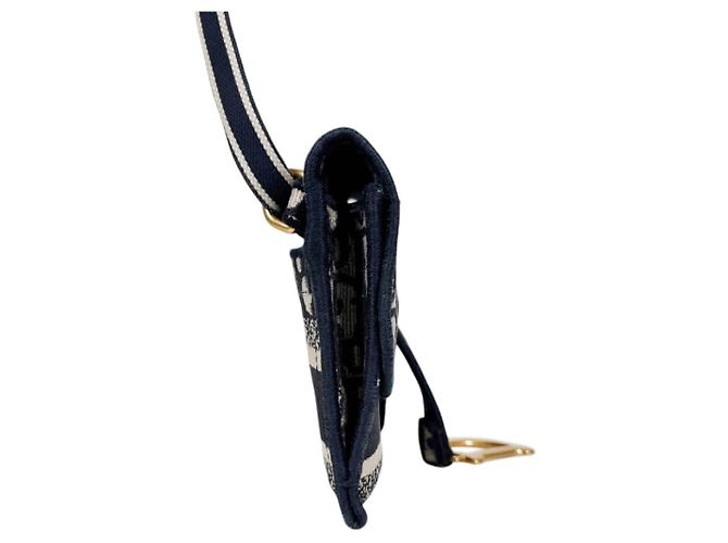 Dior Borsa a tracolla Slim Pouch in tela jacquard ricamata Oblique Saddle Blu - vista 7