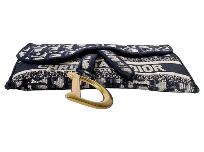 Dior Borsa a tracolla Slim Pouch in tela jacquard ricamata Oblique Saddle Blu - vista 8