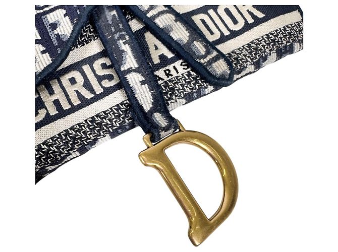 Dior Borsa a tracolla Slim Pouch in tela jacquard ricamata Oblique Saddle Blu - vista 9